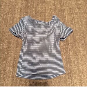 Striped Blue and White Women's Baby Tee Top